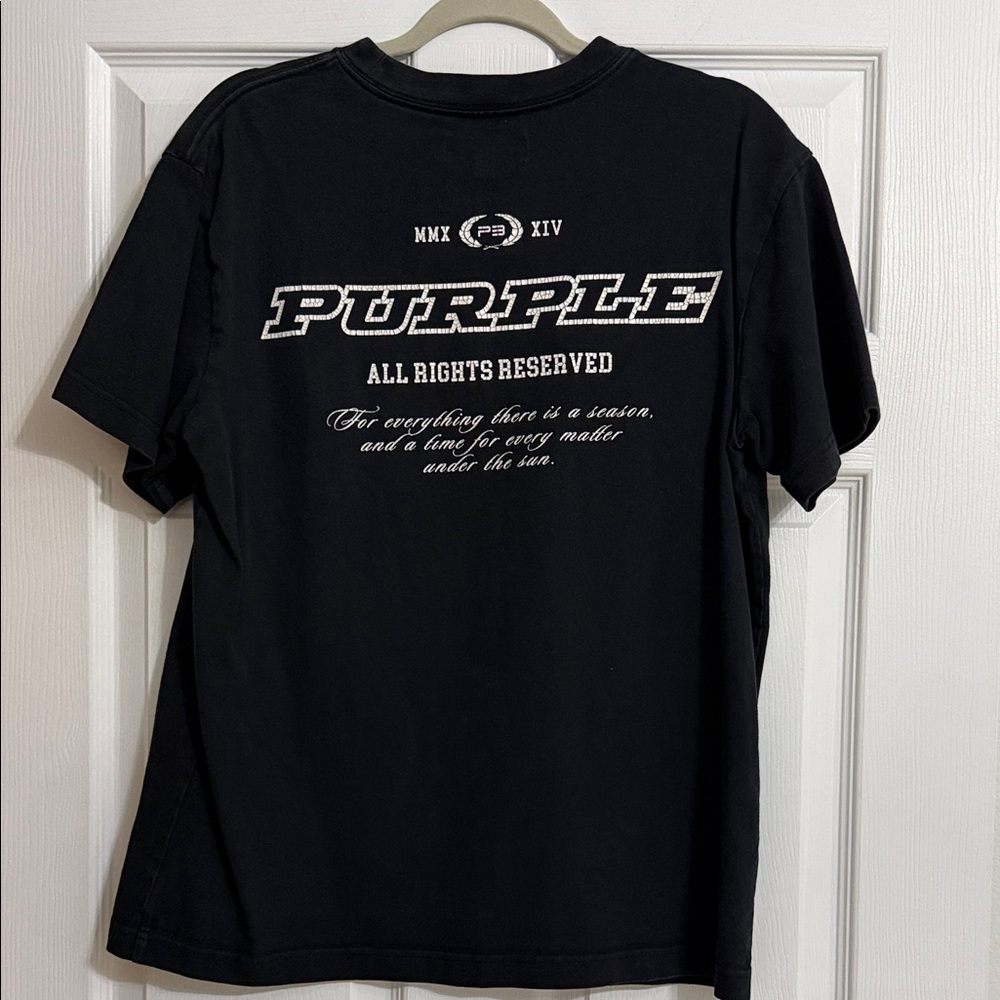 Purple Men’s Black Crewneck Logo Tee - Picture 2 of 2